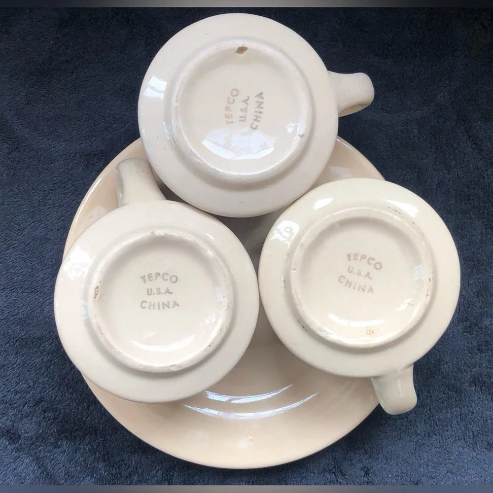 6 Pcs. Tepco China Tan Cup And Plate Set USA